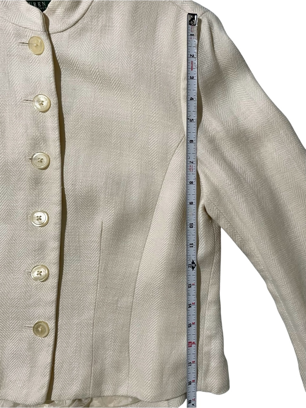 RALPH LAUREN Cream Linen Shoulder Pad Jacket US 10 - Picture 12 of 12